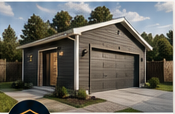 Detached garage and shed exterior